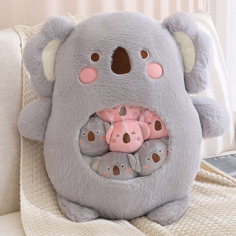 Peluche Koala Kawaii et ses Bébés Rose et Gris – Image 16