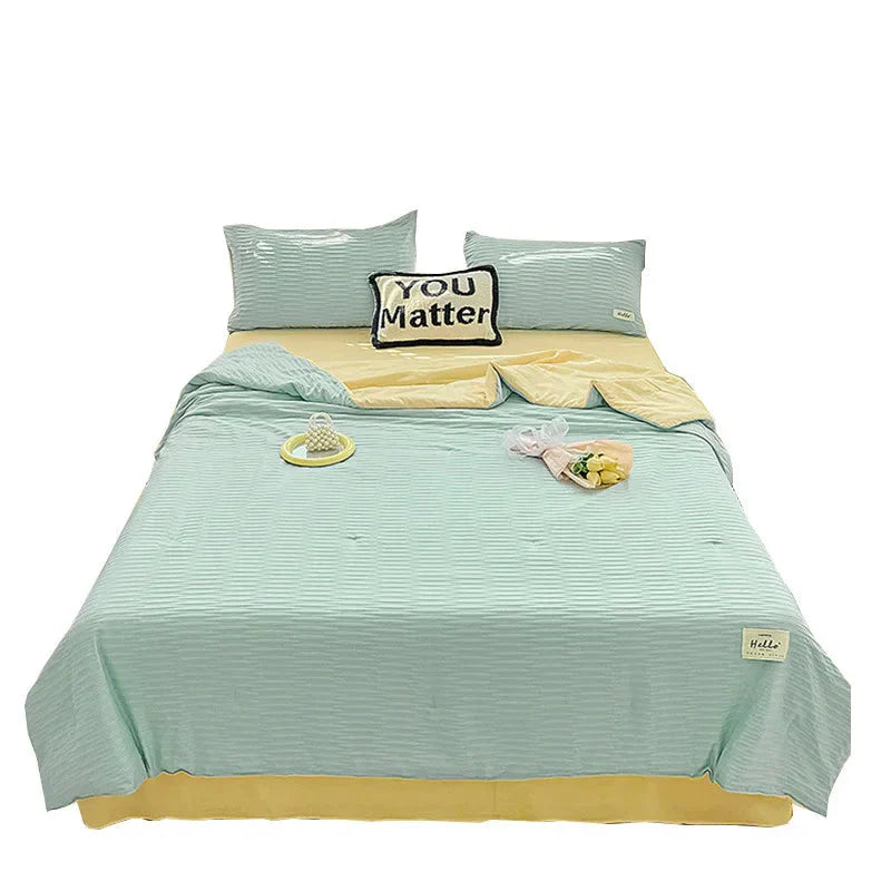 Parure de Lit Froissée Vert Menthe et Jaune Pastel – Image 5