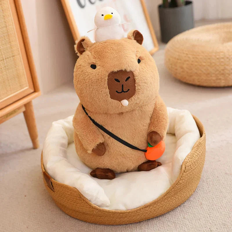 Peluche de Capybara Superposée avec Oiseau et Carotte – Image 15