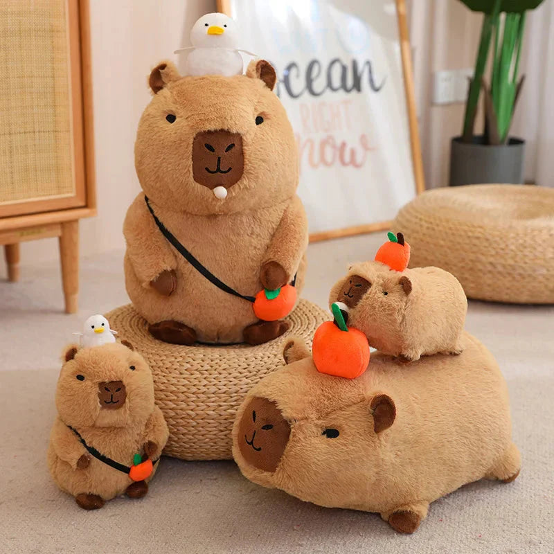 Peluche de Capybara Superposée avec Oiseau et Carotte – Image 18