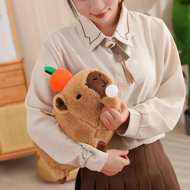 Peluche de Capybara Superposée avec Oiseau et Carotte – Image 30