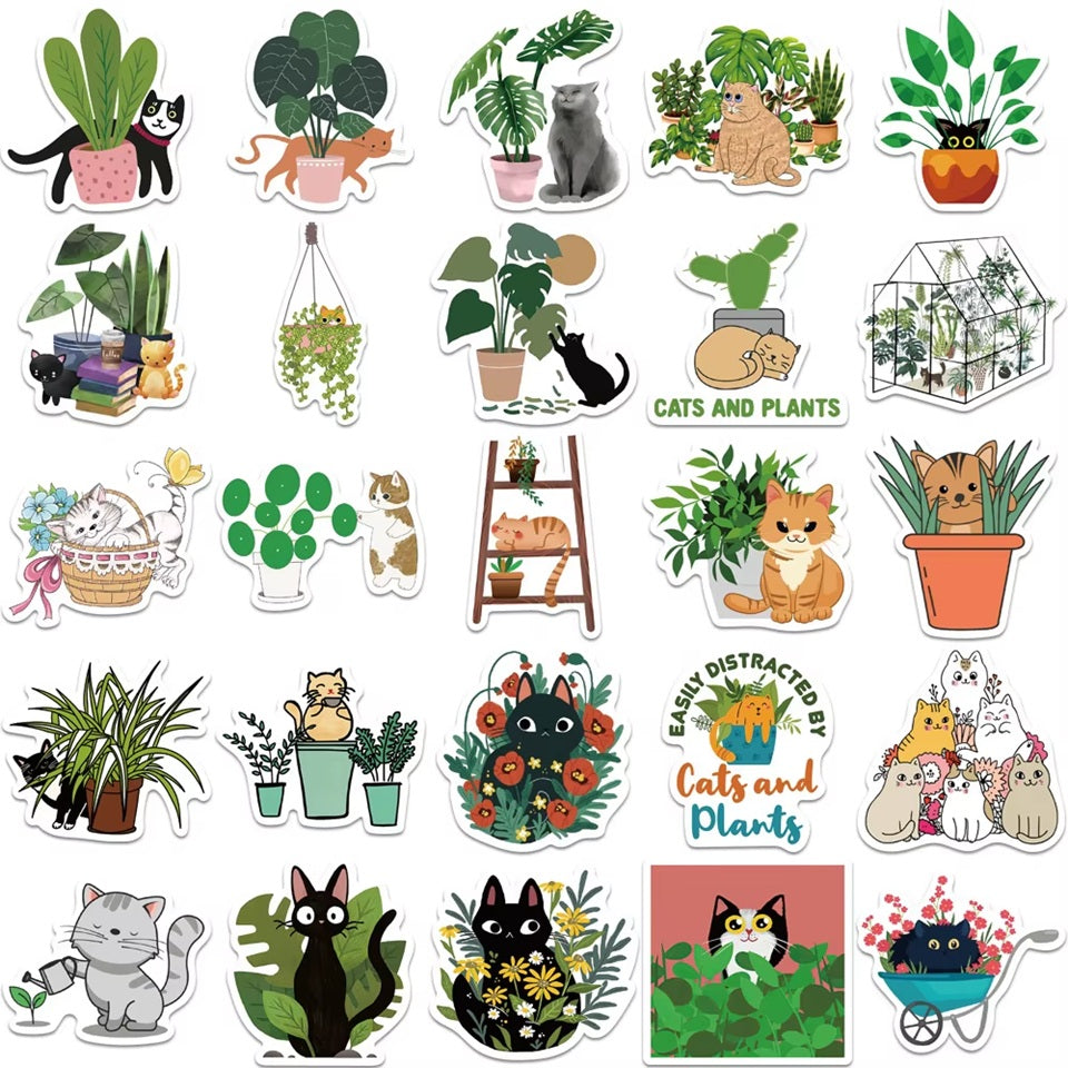 Stickers Chats et Plantes par Lot de 20 – Image 3
