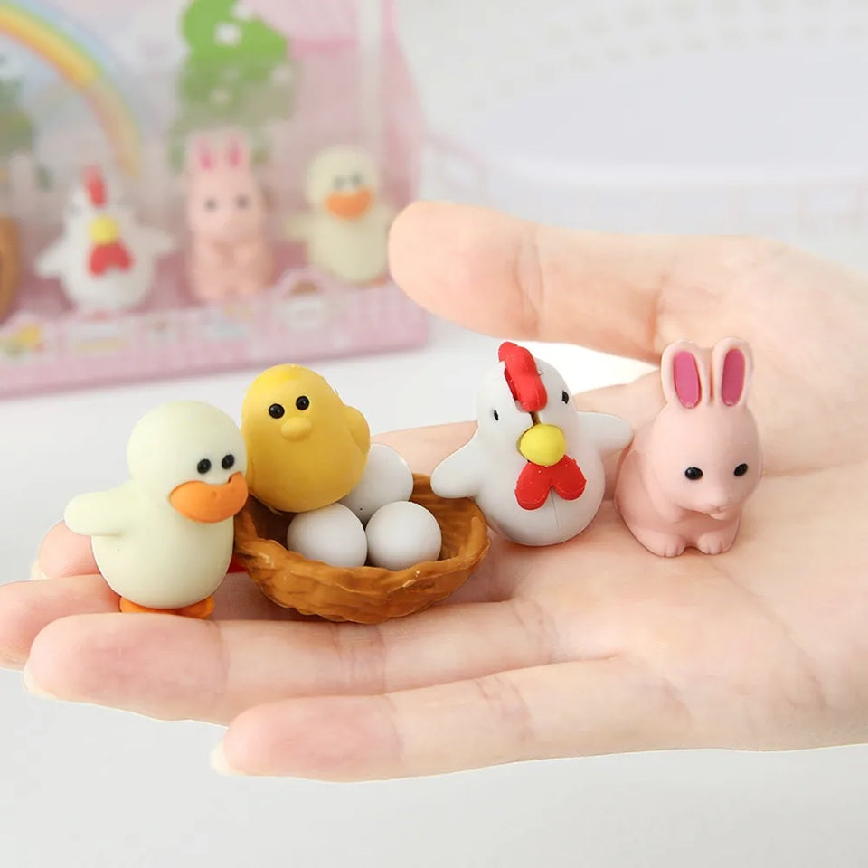 Lot de 4 Gommes Animaux de Ferme – Image 4