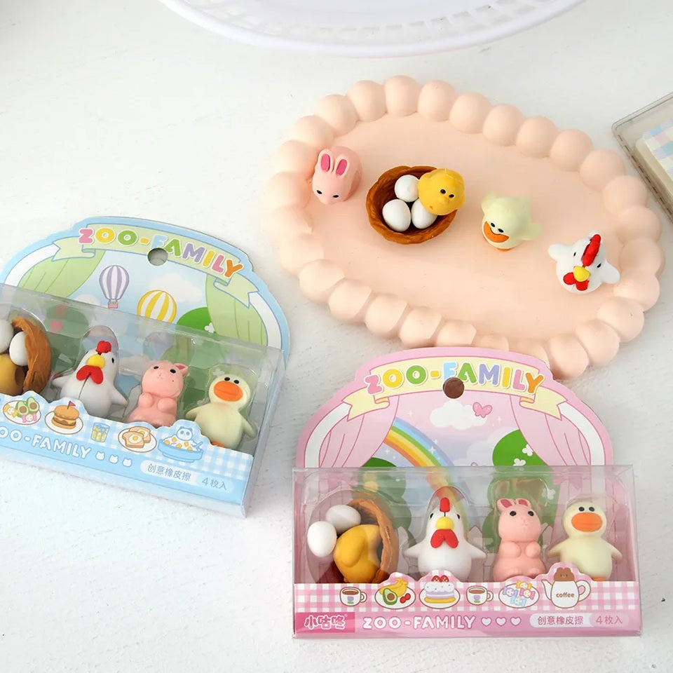 Lot de 4 Gommes Animaux de Ferme – Image 2