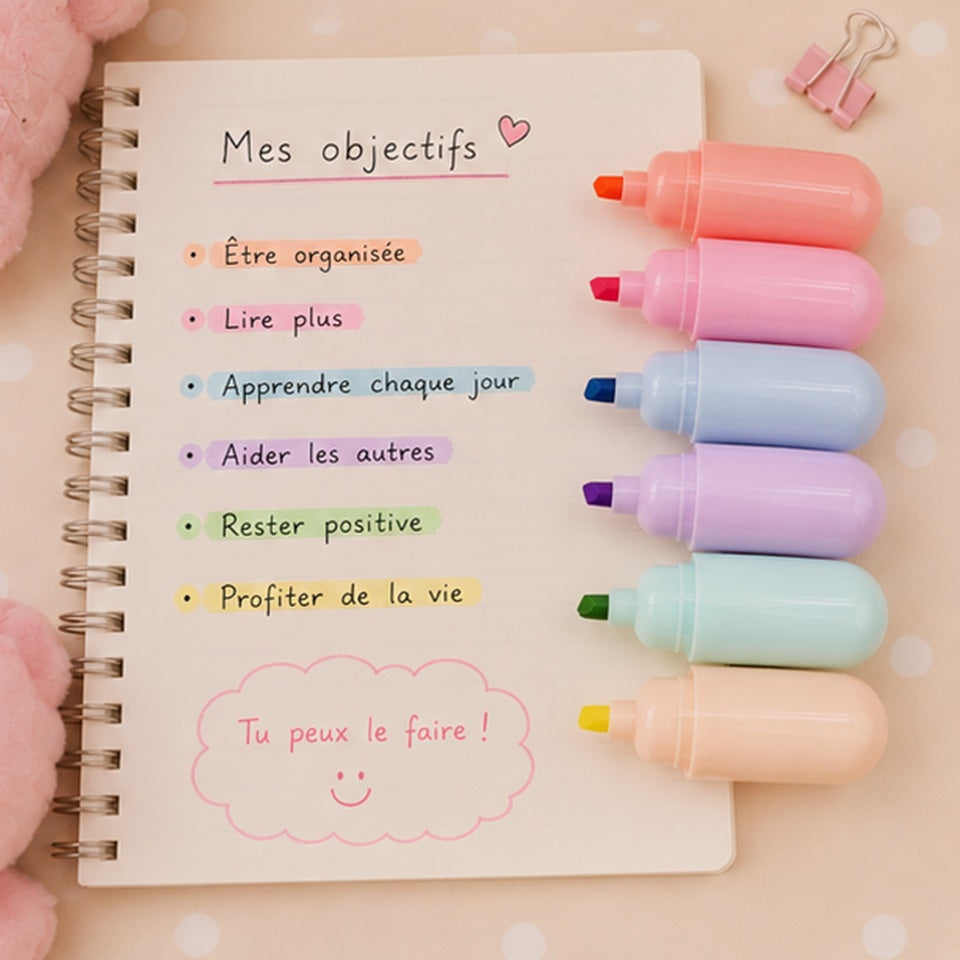 Lot de 6 Surligneurs en Capsule à Visages Mignons – Image 5