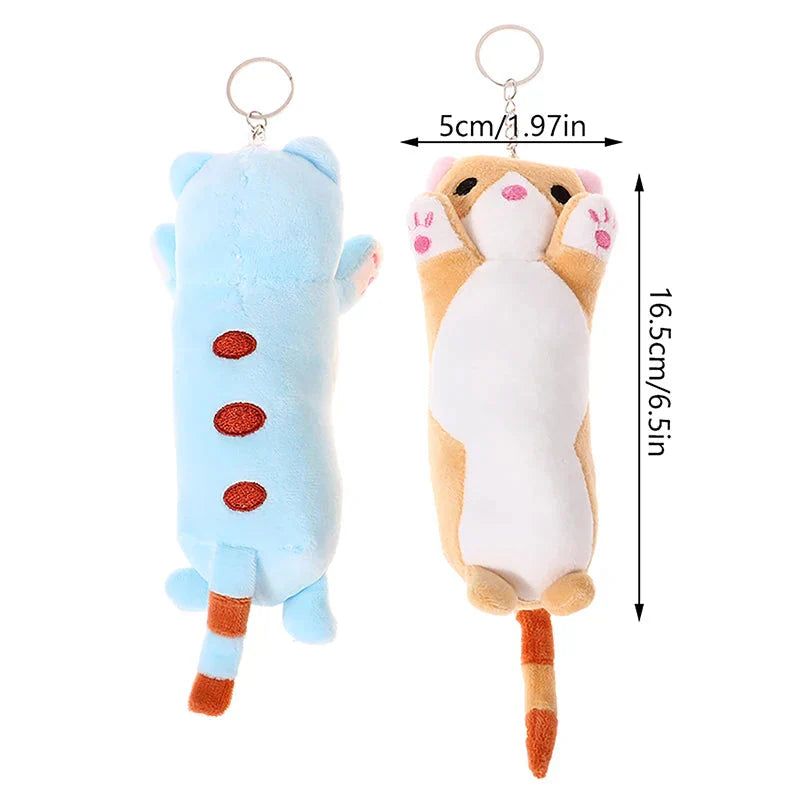 Trousse en Peluche Longue Chat Rose et Blanche – Image 2
