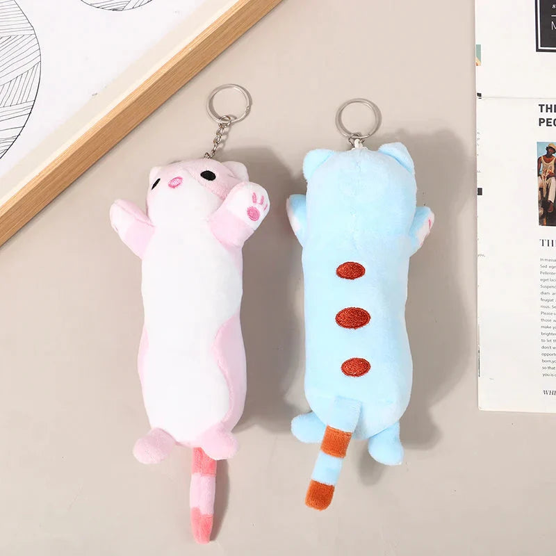 Trousse en Peluche Longue Chat Rose et Blanche – Image 5
