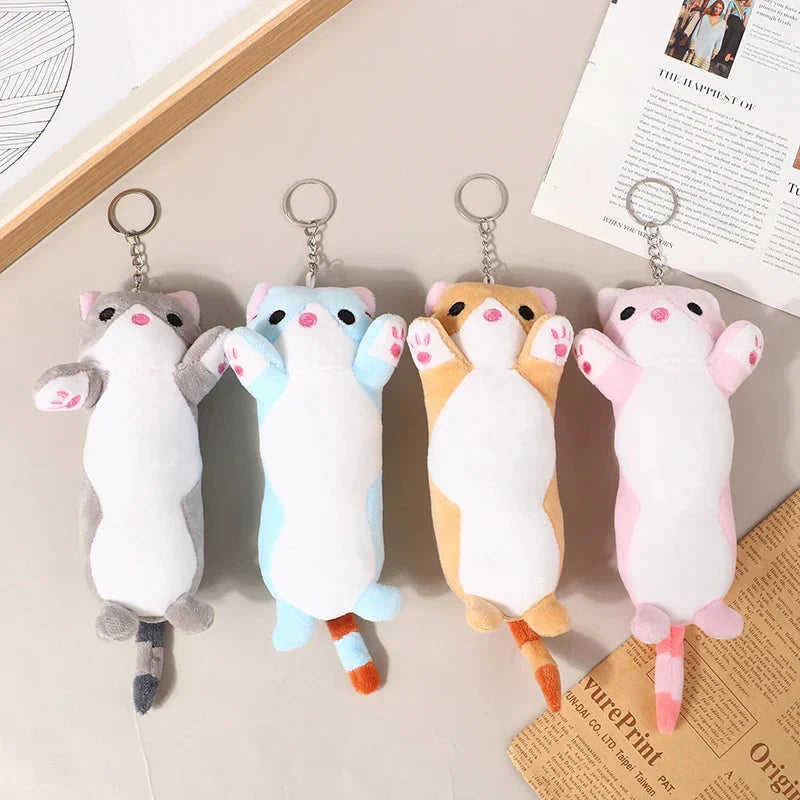 Trousse en Peluche Longue Chat Rose et Blanche – Image 6