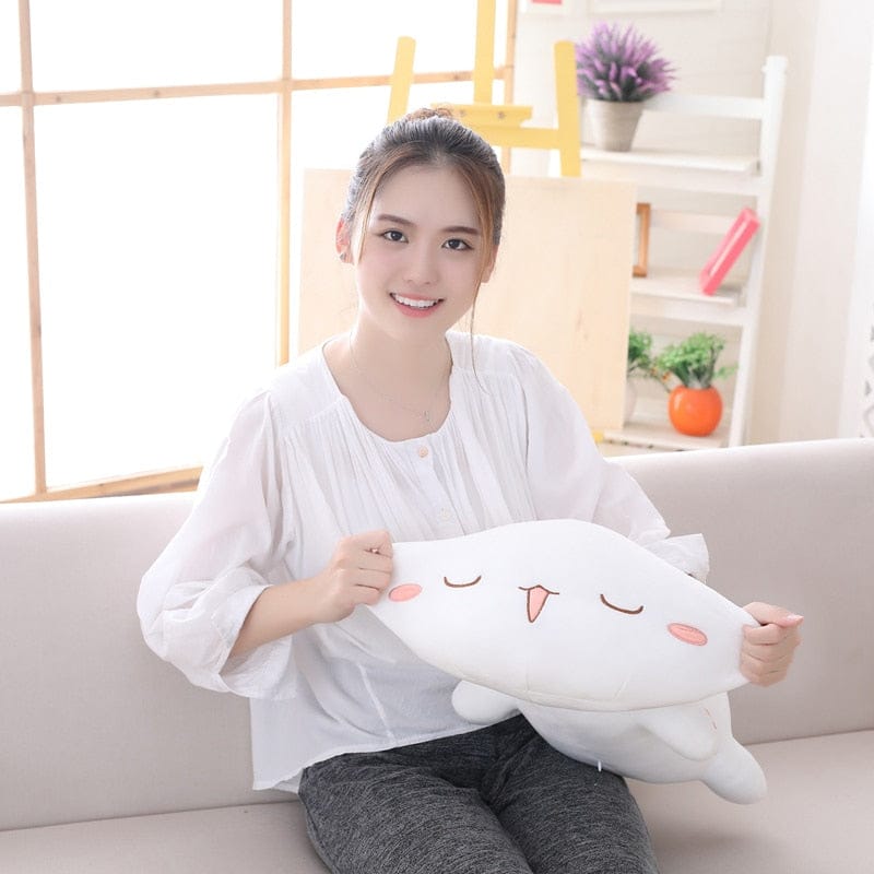 Peluche Kawaii Blanche Allongée et Joues Roses – Image 7