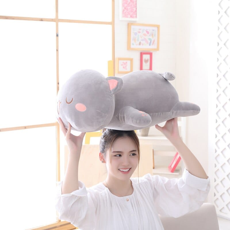 Peluche Kawaii Blanche Allongée et Joues Roses – Image 8