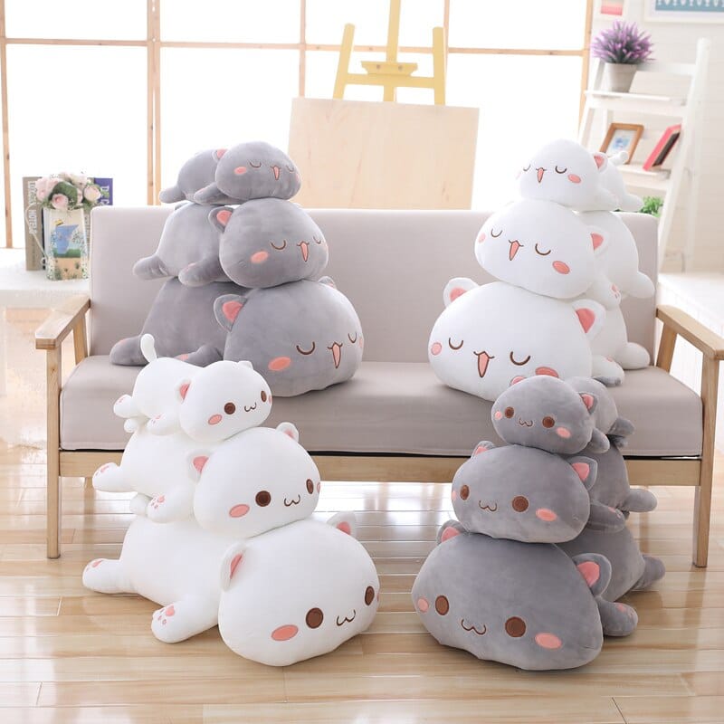 Peluche Kawaii Blanche Allongée et Joues Roses – Image 9