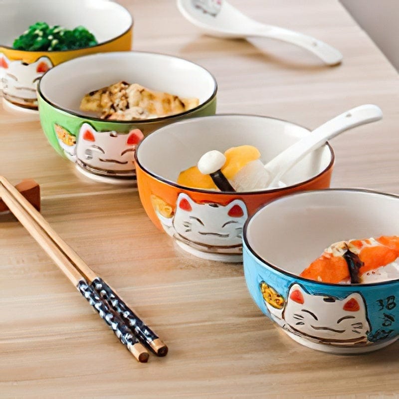 Bol en Céramique Maneki-neko Japonais Bleu – Image 22