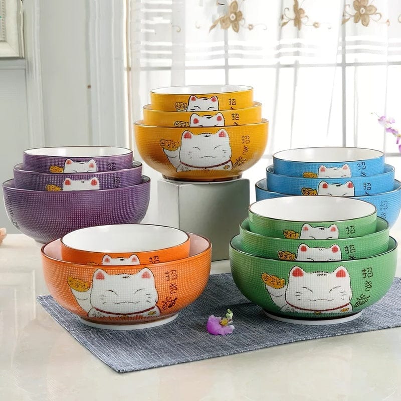 Bol en Céramique Maneki-neko Japonais Bleu – Image 8
