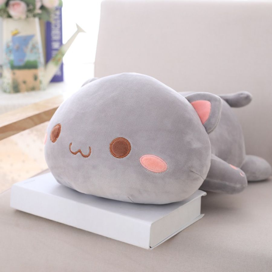 Peluche Kawaii Blanche à Oreilles Roses – Image 3