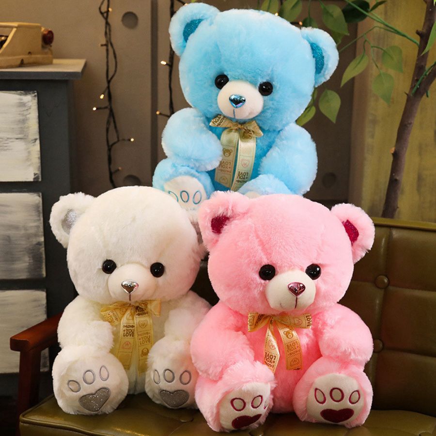Ourson en Peluche Blanc Scintillant avec Ruban "LOVE YOU" – Image 5