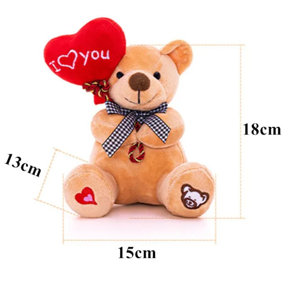 Ours en Peluche Marron Clair avec Cœur I ♡ You – Image 9