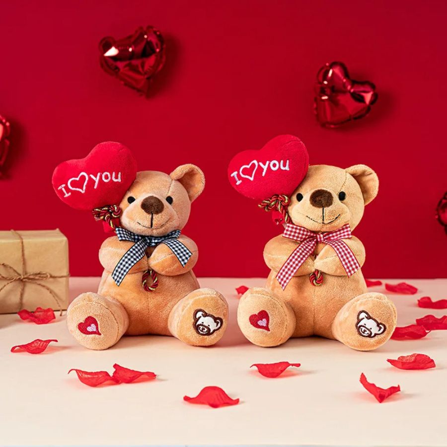 Ours en Peluche Marron Clair avec Cœur I ♡ You – Image 4