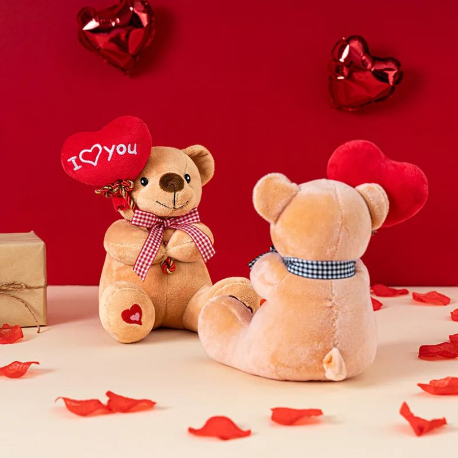 Ours en Peluche Marron Clair avec Cœur I ♡ You – Image 5