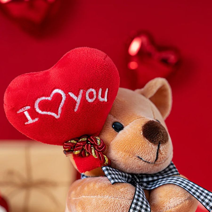 Ours en Peluche Marron Clair avec Cœur I ♡ You – Image 6