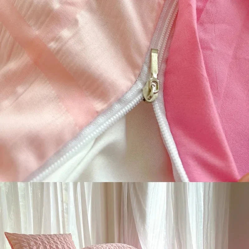 Parure de Lit Rose Bicolore en Coton Texturé – Image 20