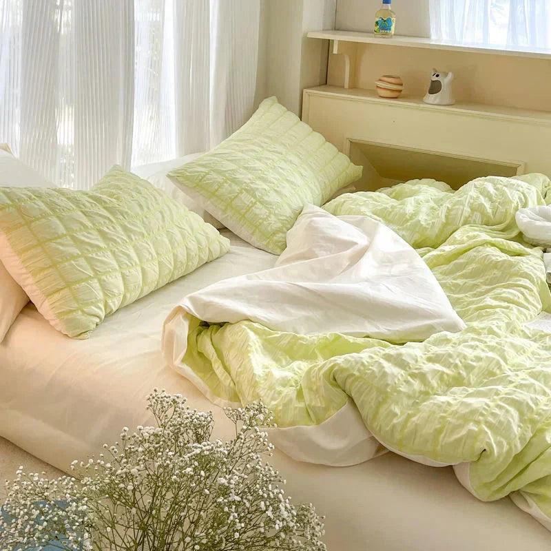 Parure de Lit Rose Bicolore en Coton Texturé – Image 6