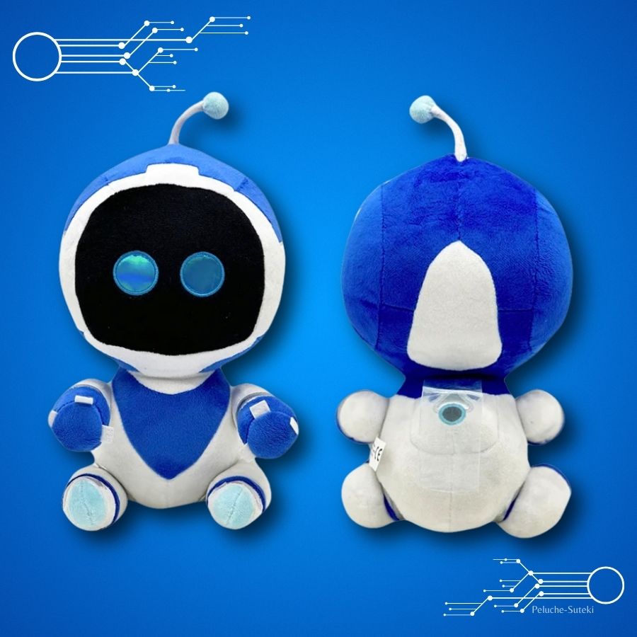 Peluche Robot Bleue et Blanche à Yeux Brillants – Image 2