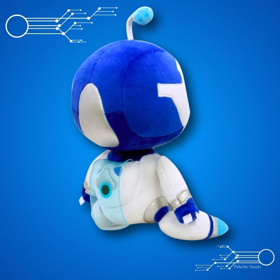 Peluche Robot Bleue et Blanche à Yeux Brillants – Image 3