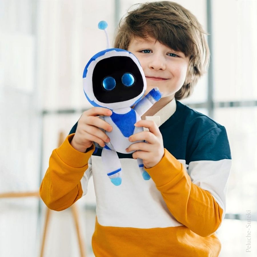 Peluche Robot Bleue et Blanche à Yeux Brillants – Image 4