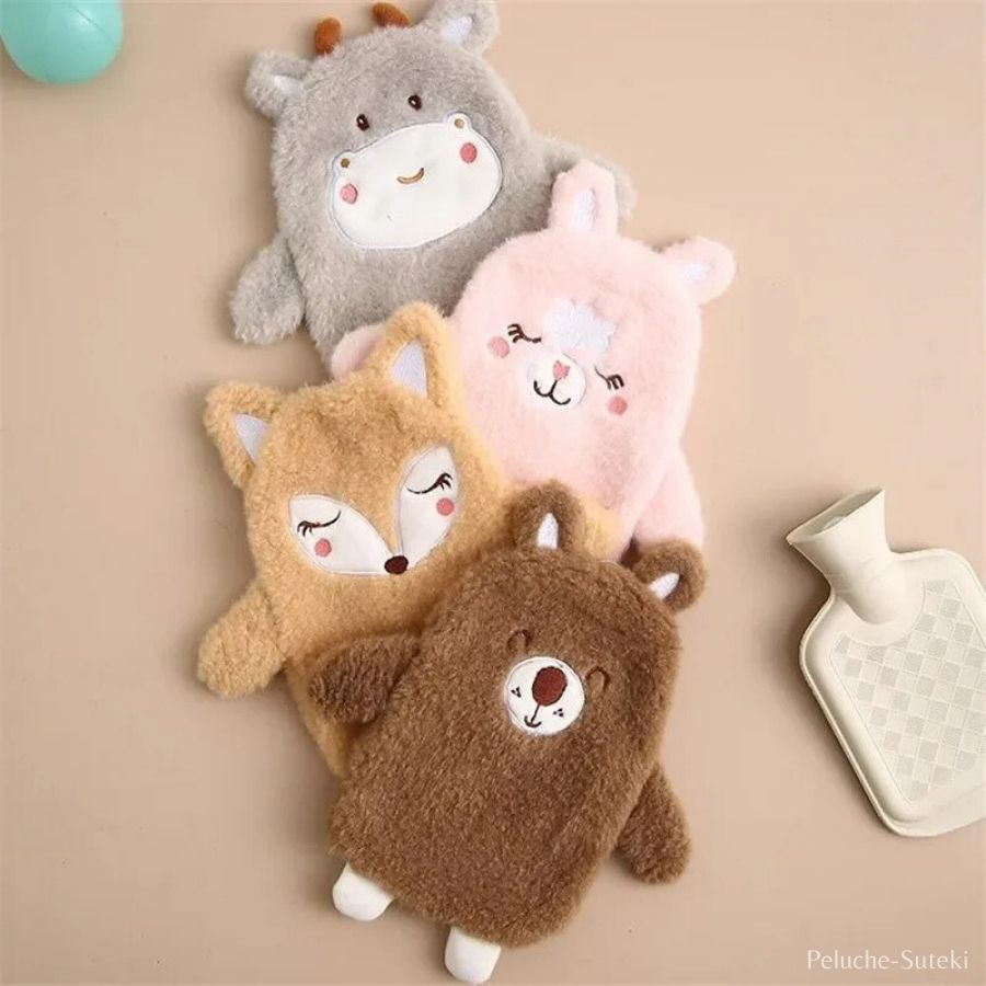 Bouillotte en Peluche Grise à Petites Cornes – Image 6
