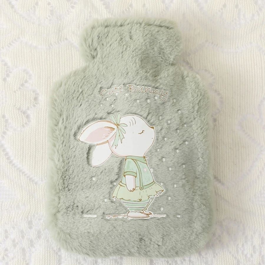 Bouillotte en Peluche Verte Sage avec Lapin Adorable – Image 6