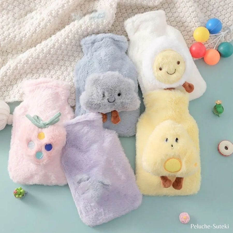 Bouillotte en Peluche Bleu Ciel avec Nuage Souriant – Image 3