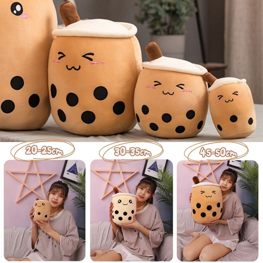 Peluche Bubble Tea Brun à Visage Souriant – Image 12