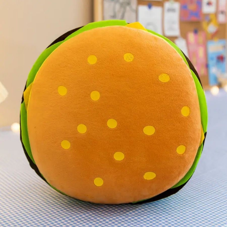 Coussin en Peluche Hamburger Original et Doux – Image 2
