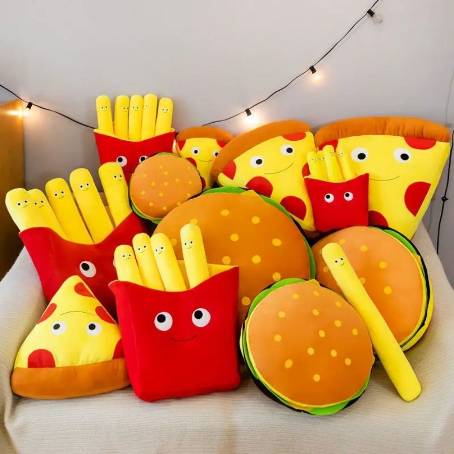 Coussin en Peluche Hamburger Original et Doux – Image 4