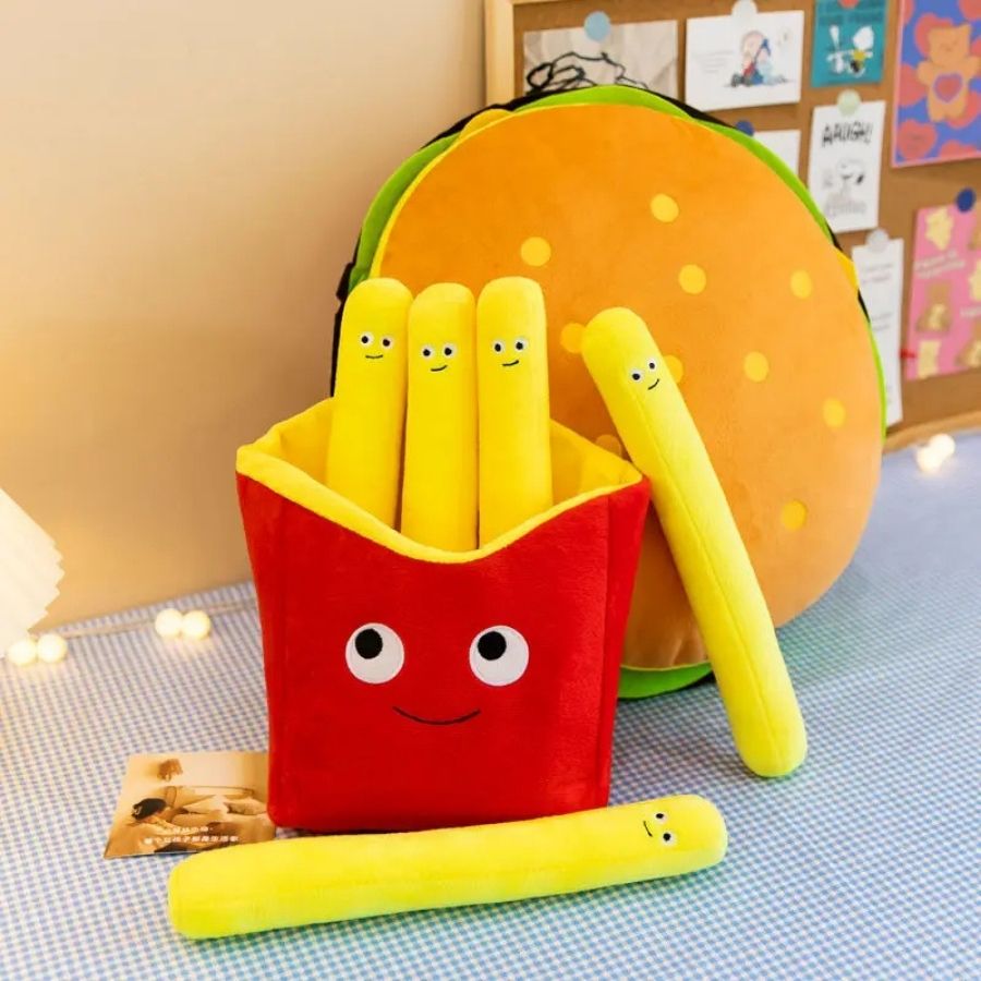 Coussin en Peluche Hamburger Original et Doux – Image 3