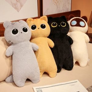 Peluche Chat Grise à Grands Yeux