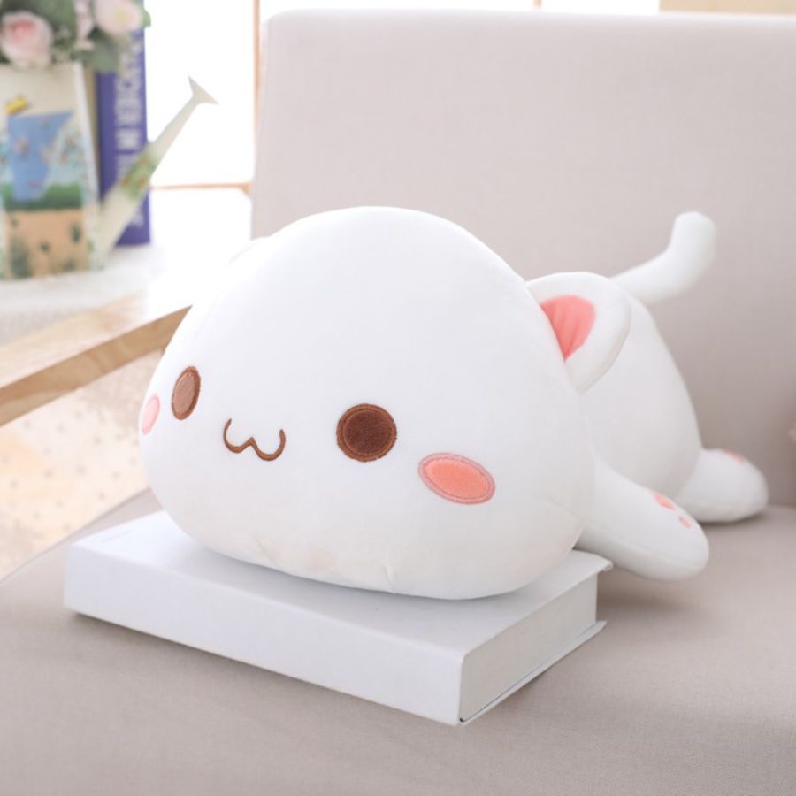 Peluche Kawaii Blanche à Oreilles Roses – Image 2
