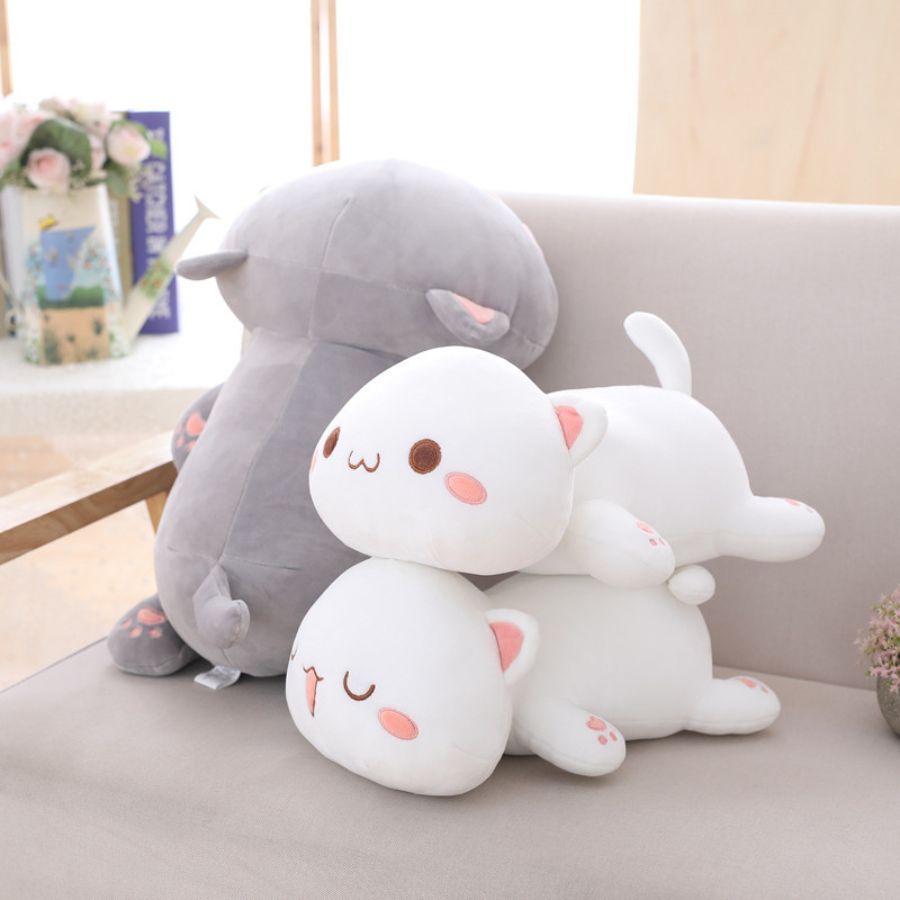Peluche Kawaii Blanche à Oreilles Roses – Image 5