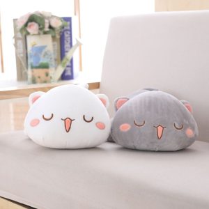 Peluche Kawaii Blanche et Grise à Langue Tirée
