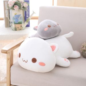 Peluche Kawaii Blanche à Oreilles Roses