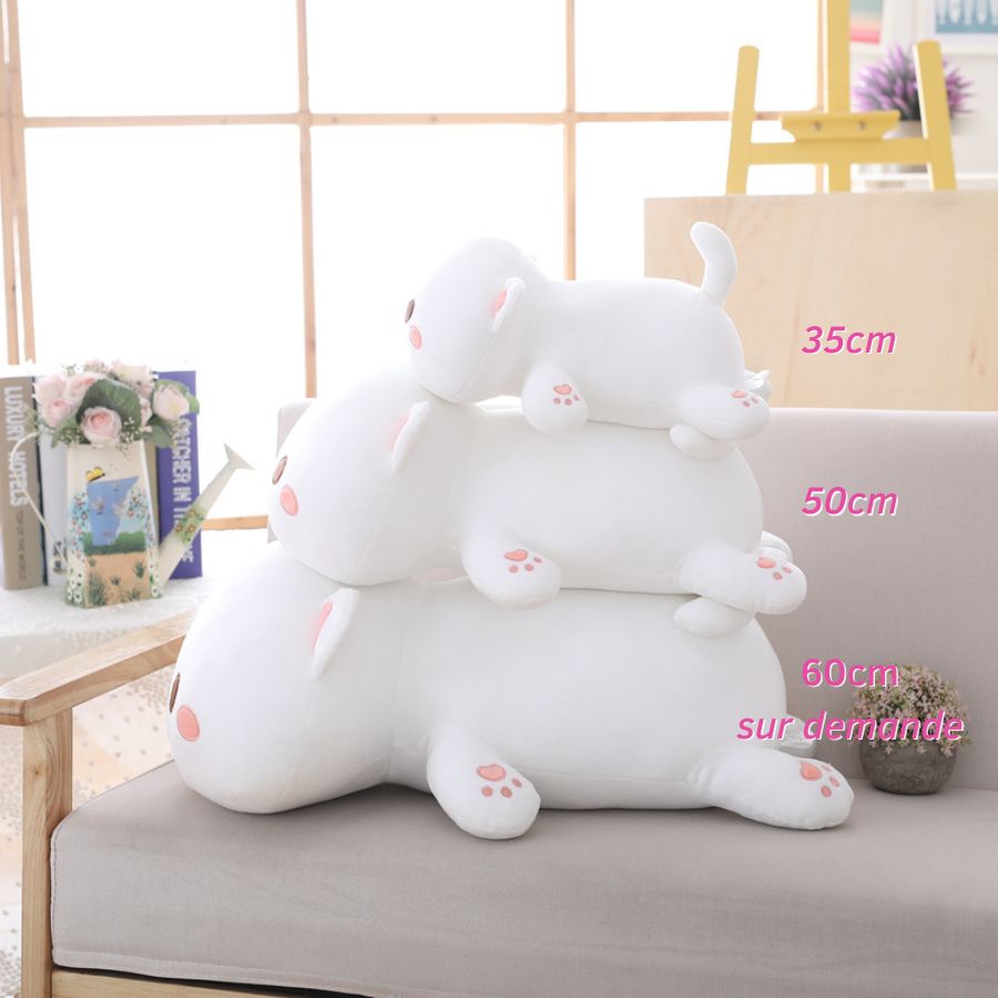 Peluche Kawaii Blanche à Oreilles Roses – Image 6
