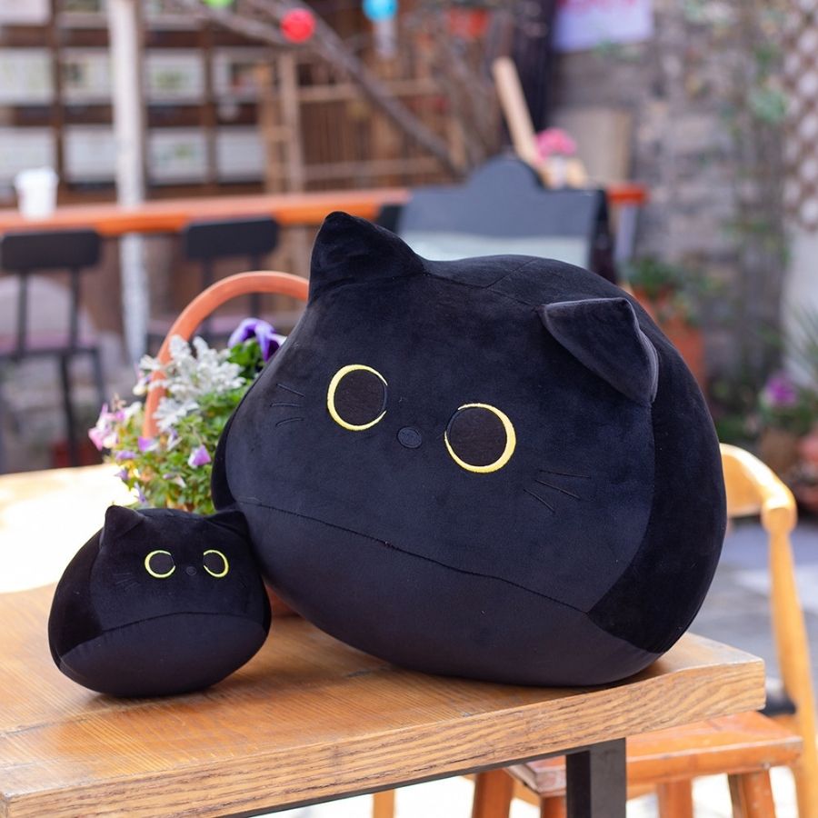 Peluche Chat Noir Kawaii aux Grands Yeux Jaunes – Image 5