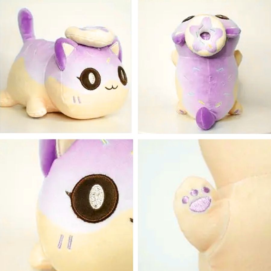 Peluche de Chat Kawaii Rose et Pêche avec Donut – Image 4