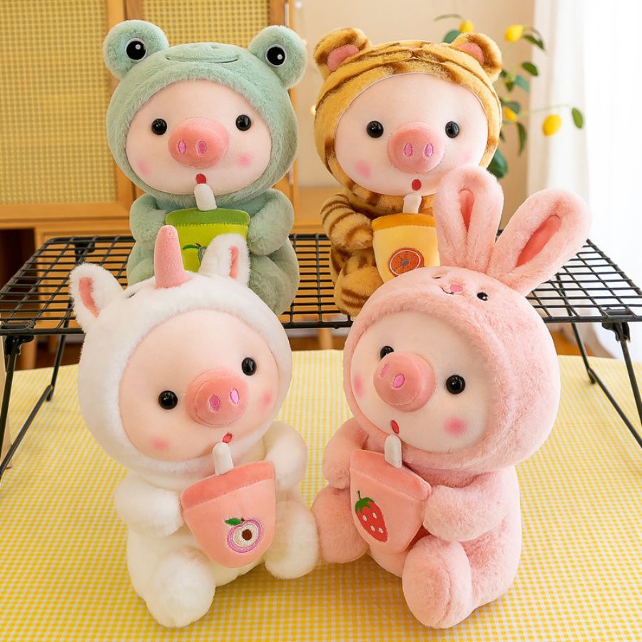 Peluche de Cochon en Grenouille Menthe à Boisson – Image 2