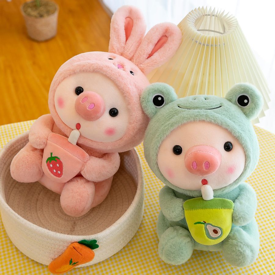 Peluche de Cochon en Grenouille Menthe à Boisson – Image 7