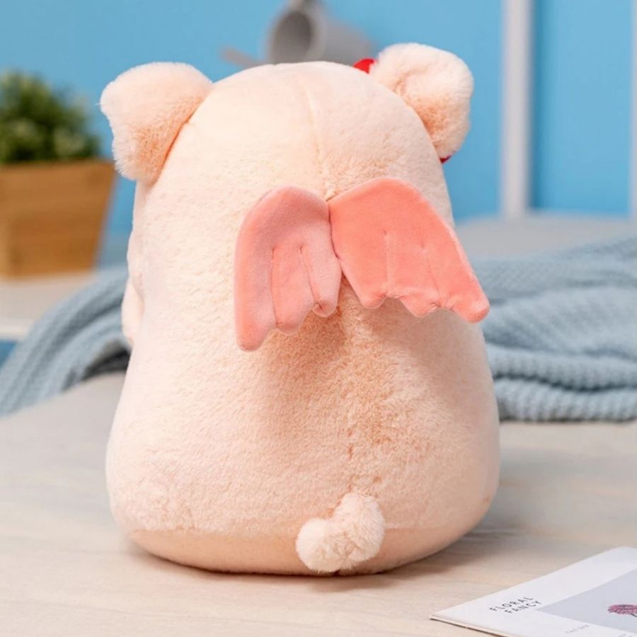 Peluche de Cochon Rose Pâle avec Ballon Cœur Rouge – Image 4