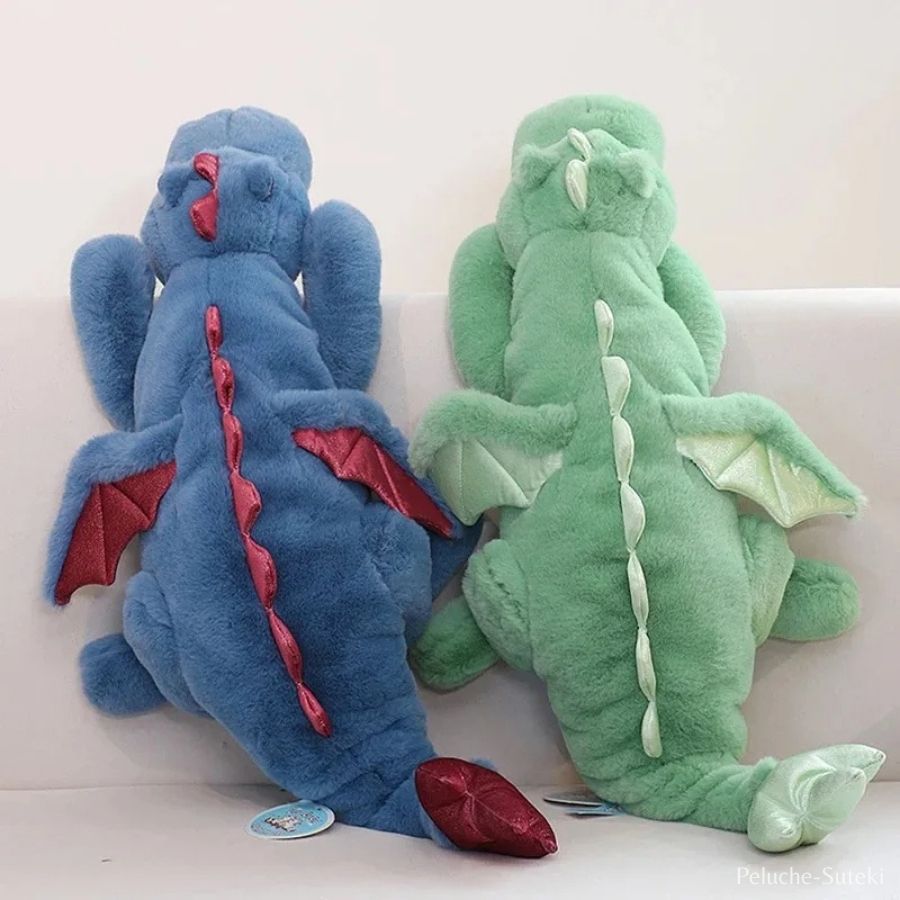 Grande Peluche Dragon Bleue aux Ailes Roses Brillantes – Image 12