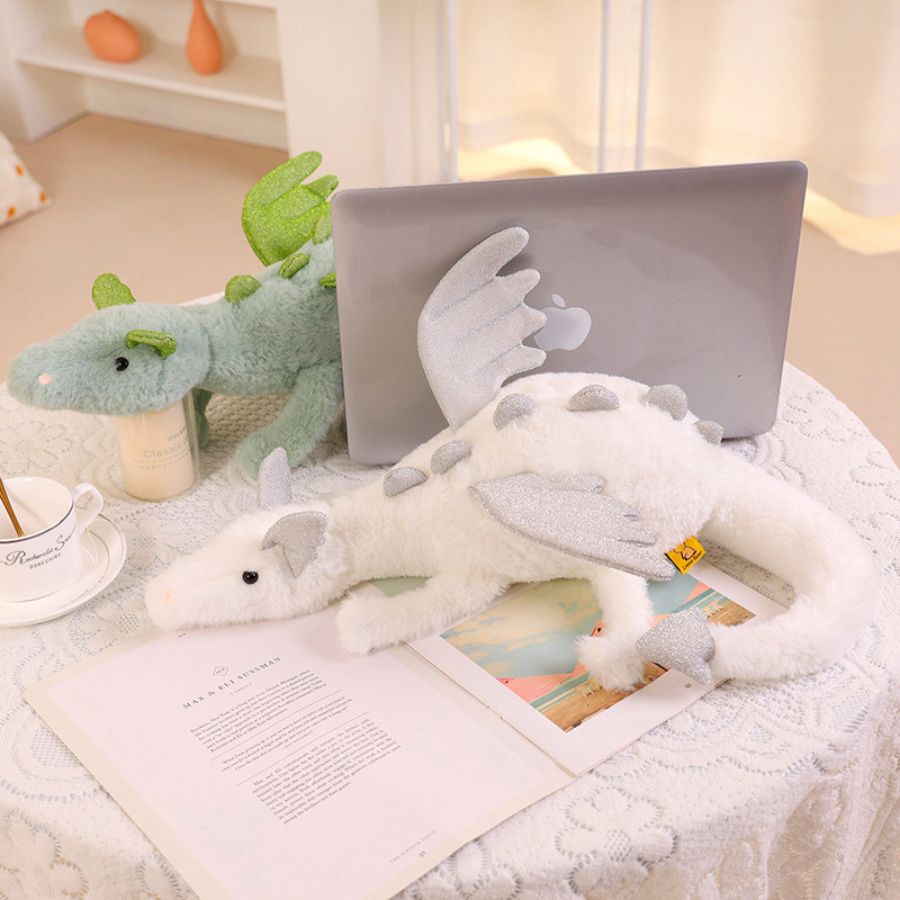Peluche Dragon Gris Doux à Ailes Irisées – Image 7