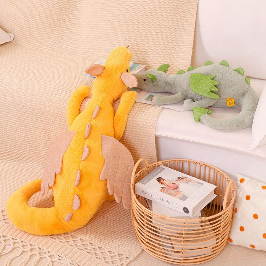 Peluche Dragon Gris Doux à Ailes Irisées – Image 6