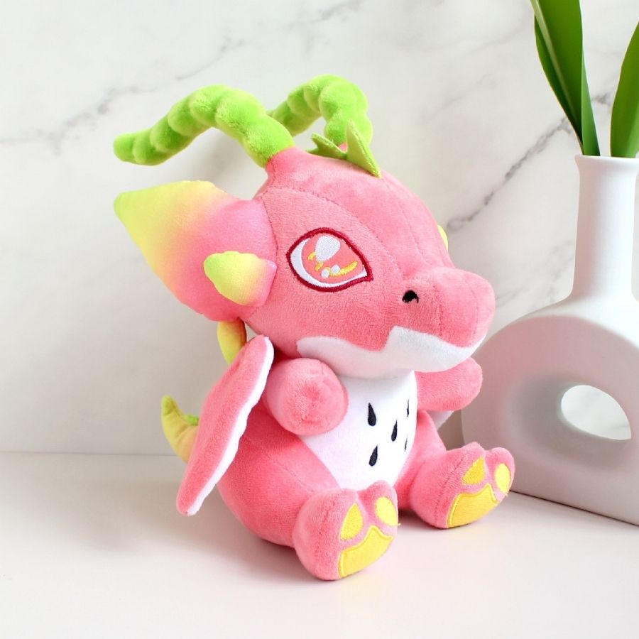 Peluche Rose Pitaya aux Cornes Vertes – Image 2